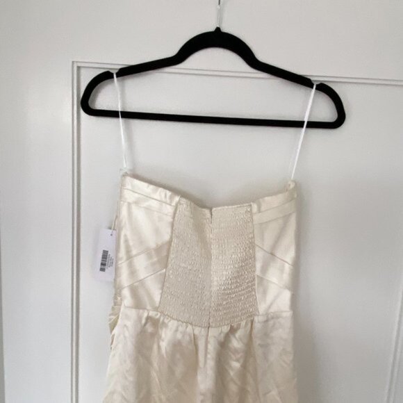 NWT Reformation Barrow Silk Strapless Wedding Dress Sz 8 Ivory Thigh-high Slit - Picture 6 of 8